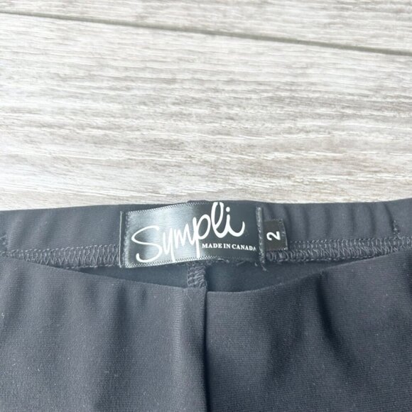 Sympli Black Lagenlook Pull up Laser Cut Cropped Leggings Made in Canada - Picture 2 of 11